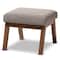 Baxton Studio Aberdeen Walnut Wood Finishing and Gravel Upholstered Ottoman 133-7145 - alternate 1